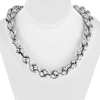 Thumbnail for 10K Solid White Gold Necklace Textured Twist Rope Chain