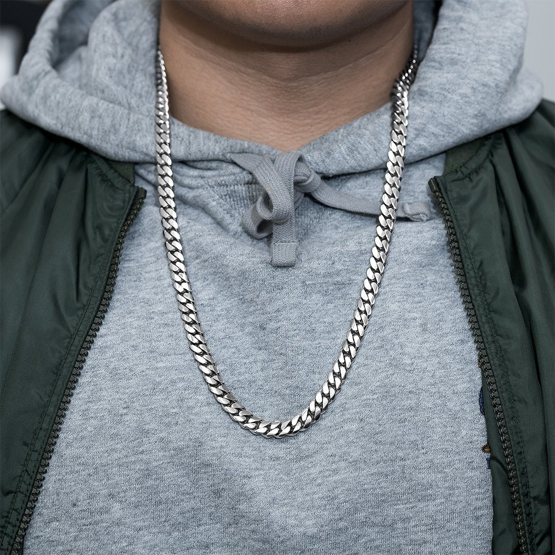 10k White Gold Cuban Link Chain 8.5 mm