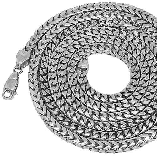 10K White Gold Mens Heavy Franco Chain 4 mm