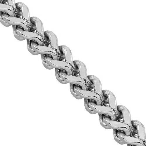 10K White Gold Mens Twist Franco Chain 5 mm