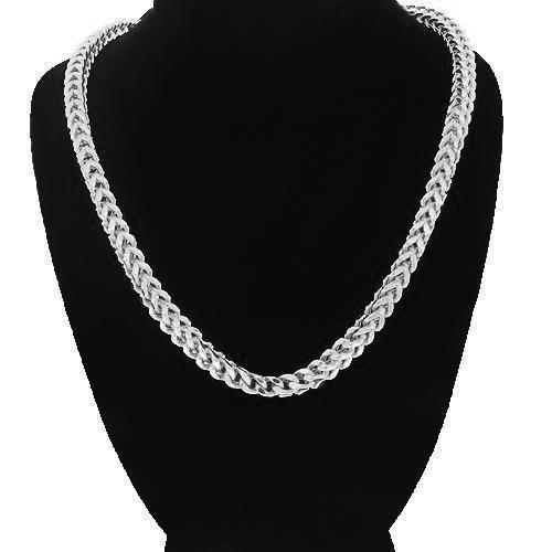 10K White Gold Mens Twist Franco Chain 5 mm