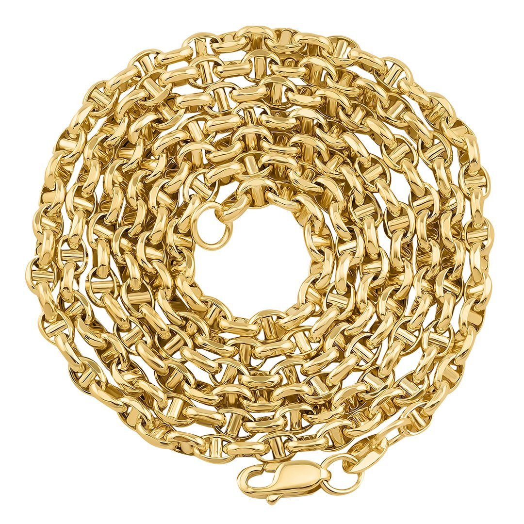 10K Yellow Gold Concave Anchor Link Chain 3 mm