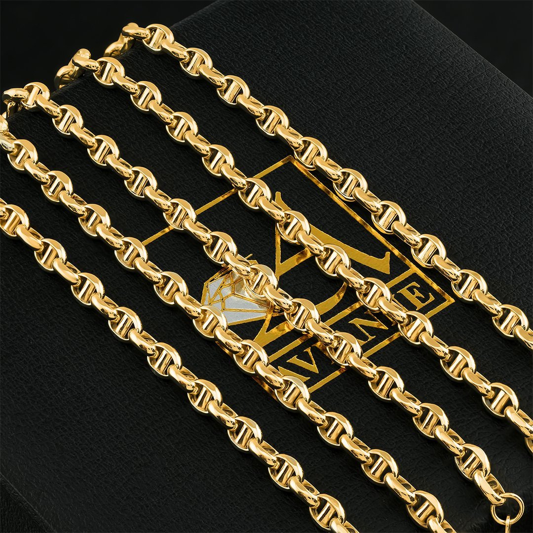 10K Yellow Gold Concave Anchor Link Chain 4.5 mm