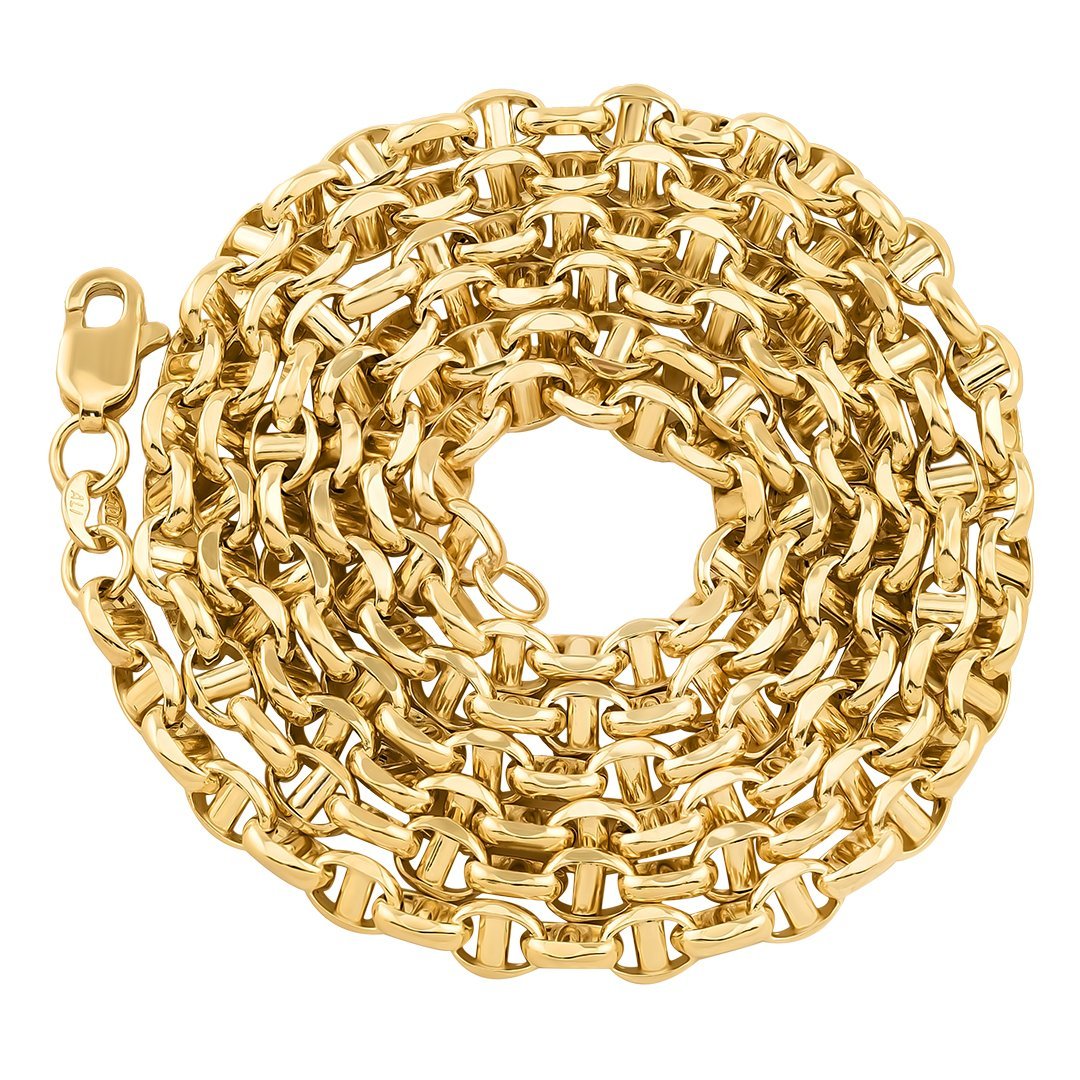10K Yellow Gold Concave Anchor Link Chain 4 mm