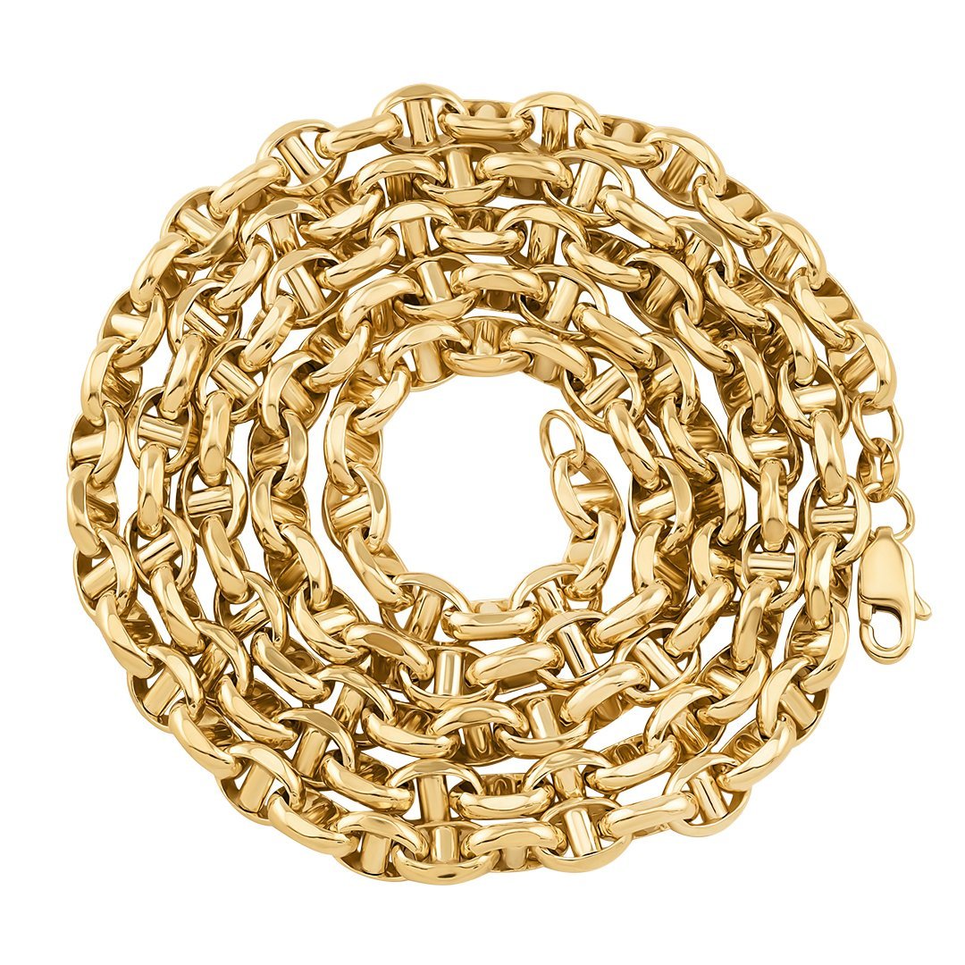 10K Yellow Gold Concave Anchor Link Chain 5 mm