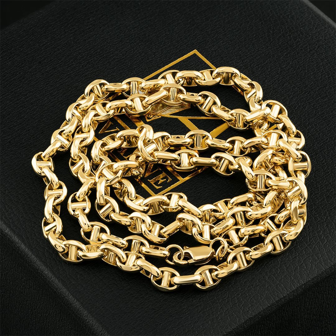 10K Yellow Gold Concave Anchor Link Chain 5 mm