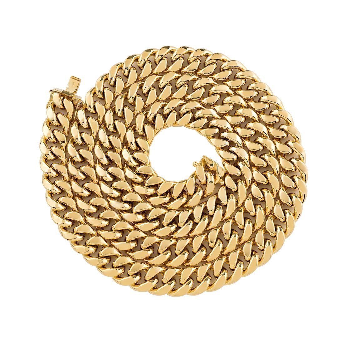 10k Yellow Gold Cuban Link Chain 12 mm