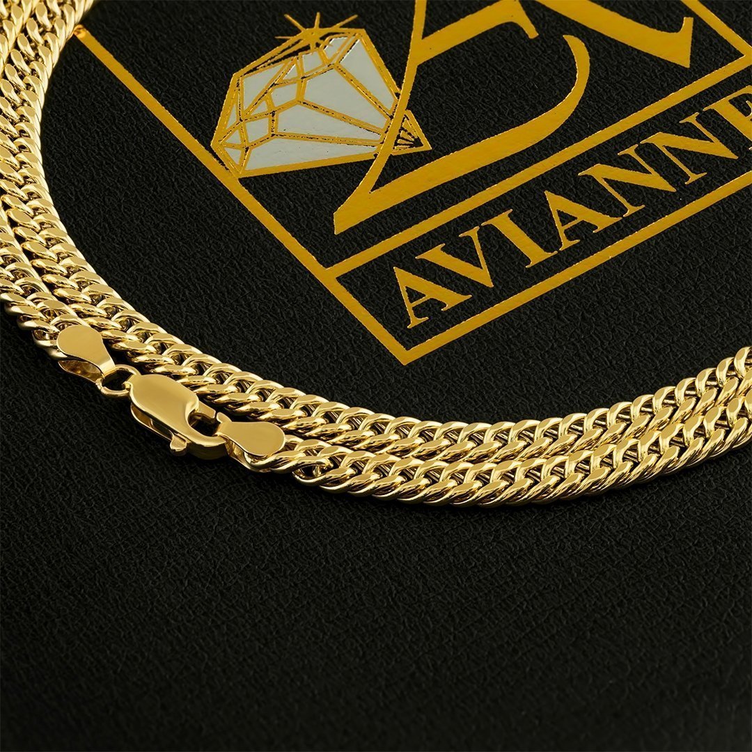 10K Yellow Gold Double Link Cuban Chain 7 mm