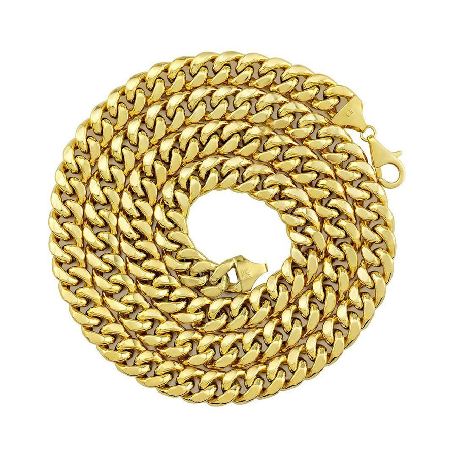 10K Solid Yellow Gold Hollow Cuban Link Chain – 2.5mm To 5.5mm Width, 16 To 24 Inches