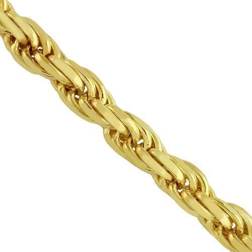 10K Yellow Gold Rope Chain Bracelet 3.8mm - Unisex Style With Lobster Clasp, Lightweight & Durable