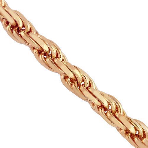 10K Yellow Gold Hollow Mens Rope Chain 3 mm