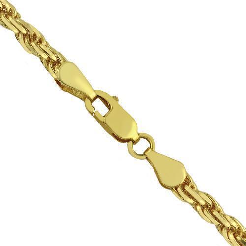 10K Yellow Gold Hollow Mens Rope Chain 3 mm