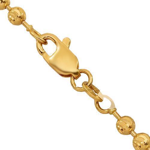 10K Yellow Gold Mens Ball Bead Moon Chain 3 mm