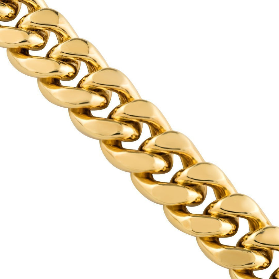10k Yellow Semi-Solid Gold Cuban Link Chain 11 mm