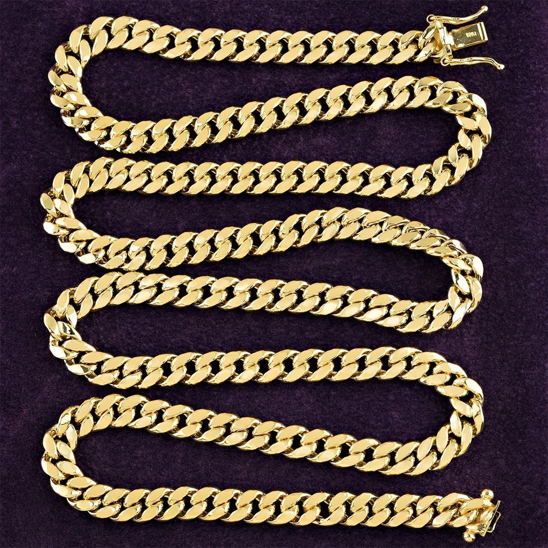 10k Yellow Semi-Solid Gold Cuban Link Chain 5.5 mm