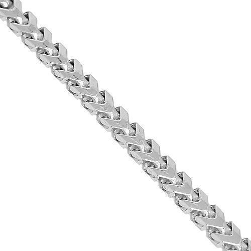 14K Semi-Solid White Gold Mens Franco Chain 4 mm