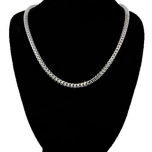 14K Semi-Solid White Gold Mens Franco Chain 4 mm