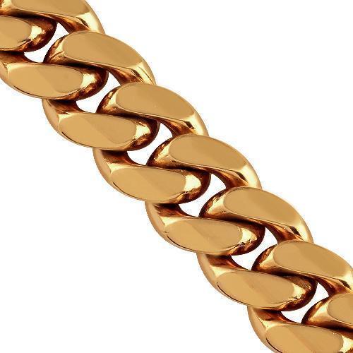 14K Solid Rose Gold Mens Cuban Chain