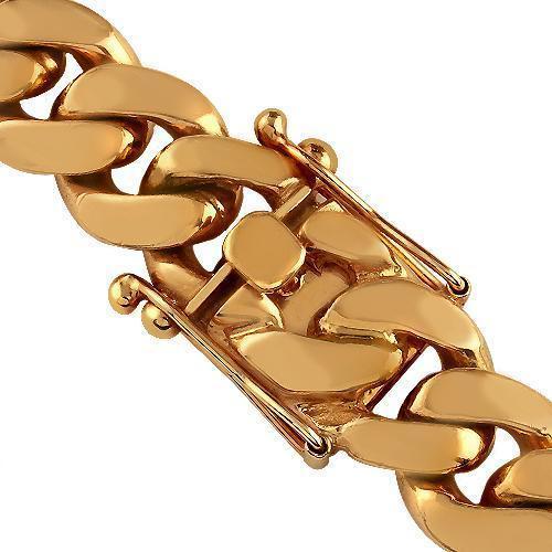 TRIPOD JEWELRY 316L Stainless Steel Miami Cuban Link Chain 14K or White  REAL Gold Plated Hip Hop Necklace or Bracelet 8mm-18mm for Men Women(Custom  Box and Pouch Packing, Christmas Gift), Gold Plated 