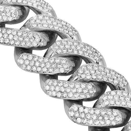 14K Solid White Gold Mens Diamond Custom Cuban Chain