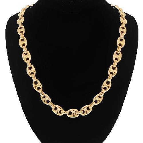 14K Solid Yellow Gold Fancy Chain 6 mm