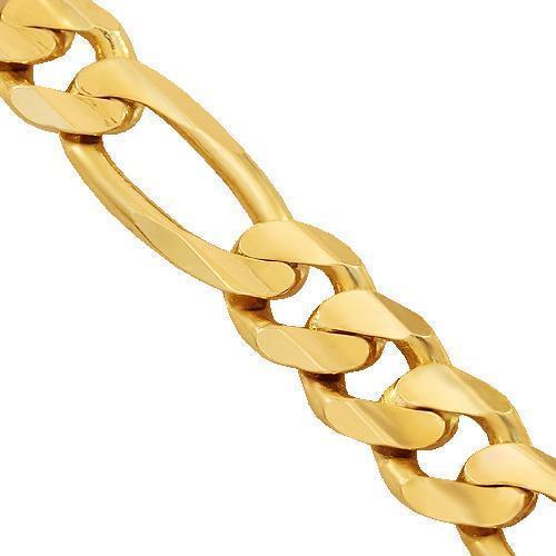 14k Yellow Gold Solid Figaro Link Chain 11 mm