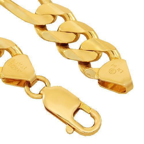 14K Solid Yellow Gold Fancy Chain 9 mm