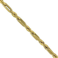 Thumbnail for 14K Solid Yellow Gold Mens Figaro Rope Chain