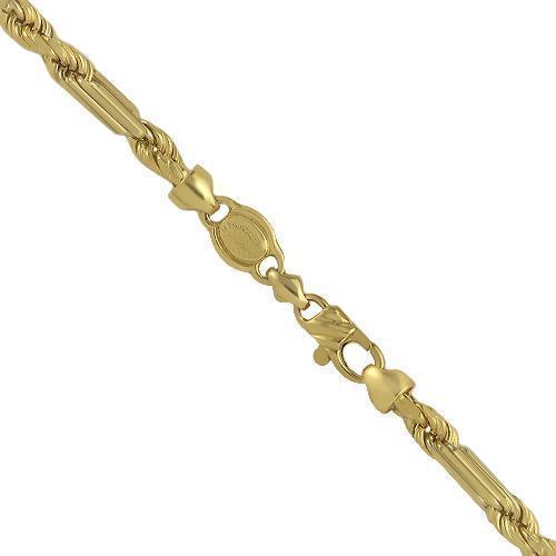 14K Solid Yellow Gold Mens Figaro Rope Chain