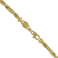 Thumbnail for 14K Solid Yellow Gold Mens Figaro Rope Chain