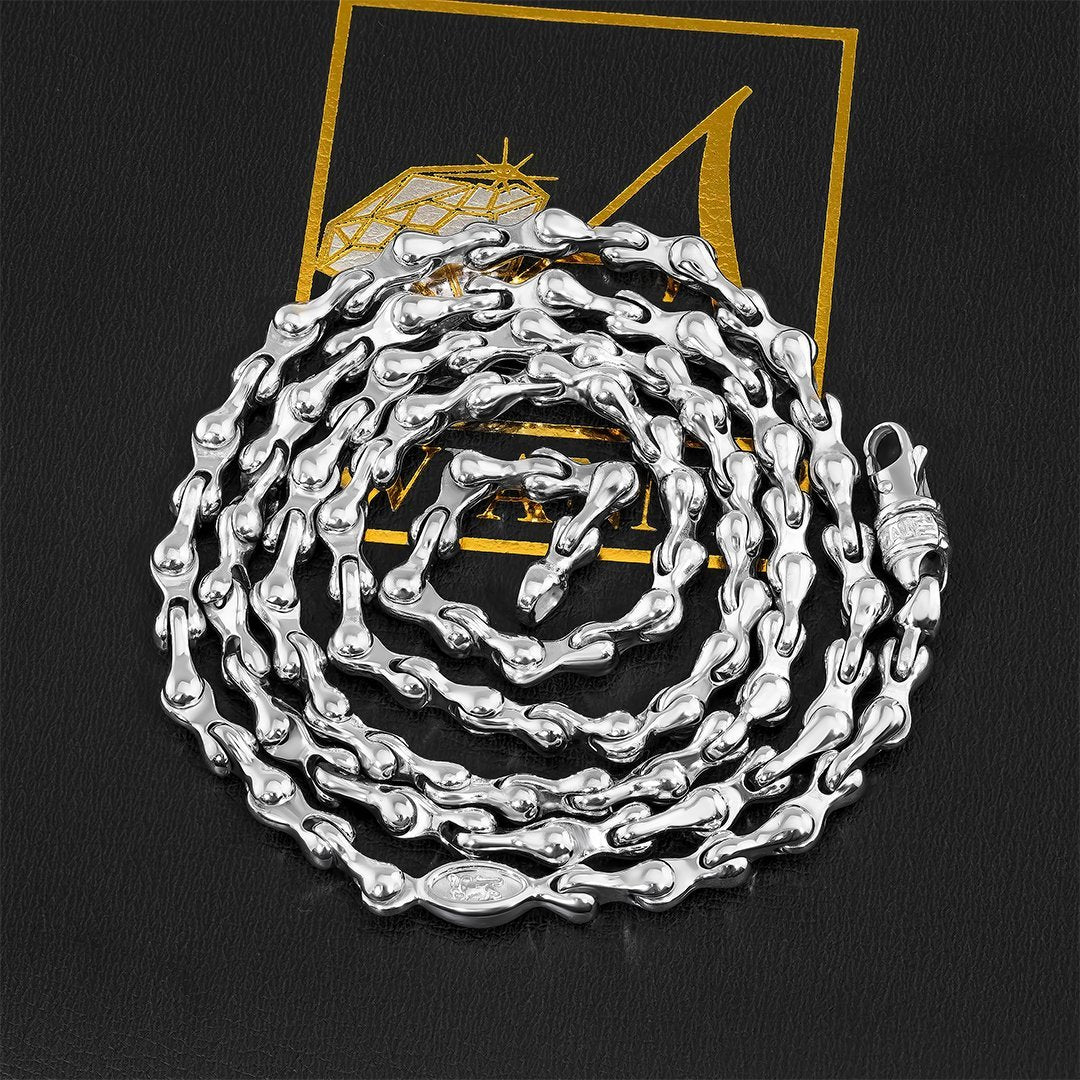 14k White Gold Drip Link Chain 5 mm