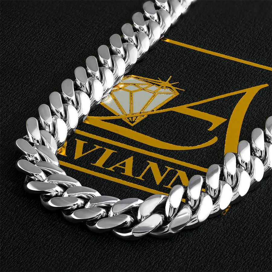 14K White Gold Mens Cuban Chain 10 mm
