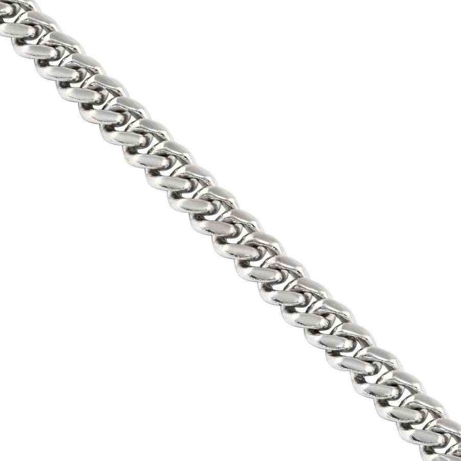 Cadena de eslabones cubanos macizos para hombre de oro blanco de 14 k de 5 mm