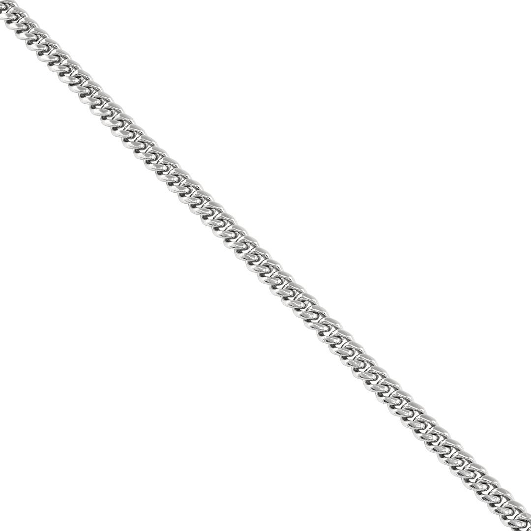 14K White Gold Mens Cuban Link Chain 5 mm