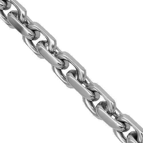 14k White Gold Mens Hermes Link Chain 5 mm