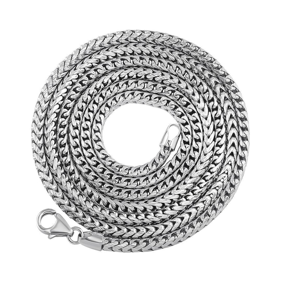 14K White Gold Mens Franco Chain 3 mm