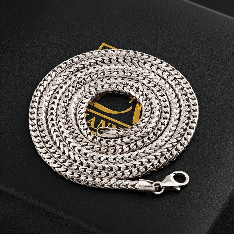14K White Gold Mens Franco Chain 3 mm