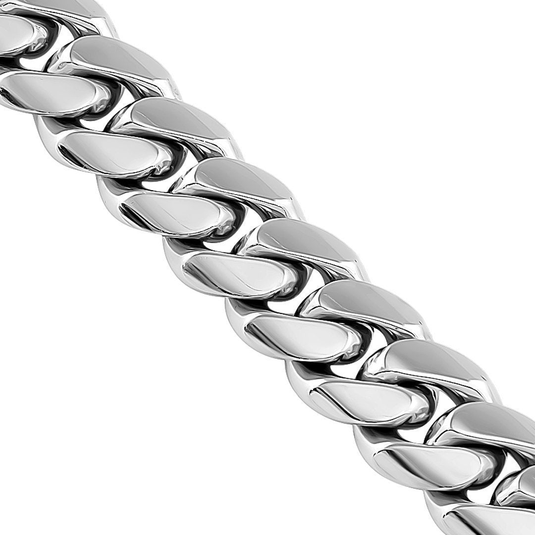 Mens 10mm Stainless Steel Cuban Link Chain Necklace with Box Clasp