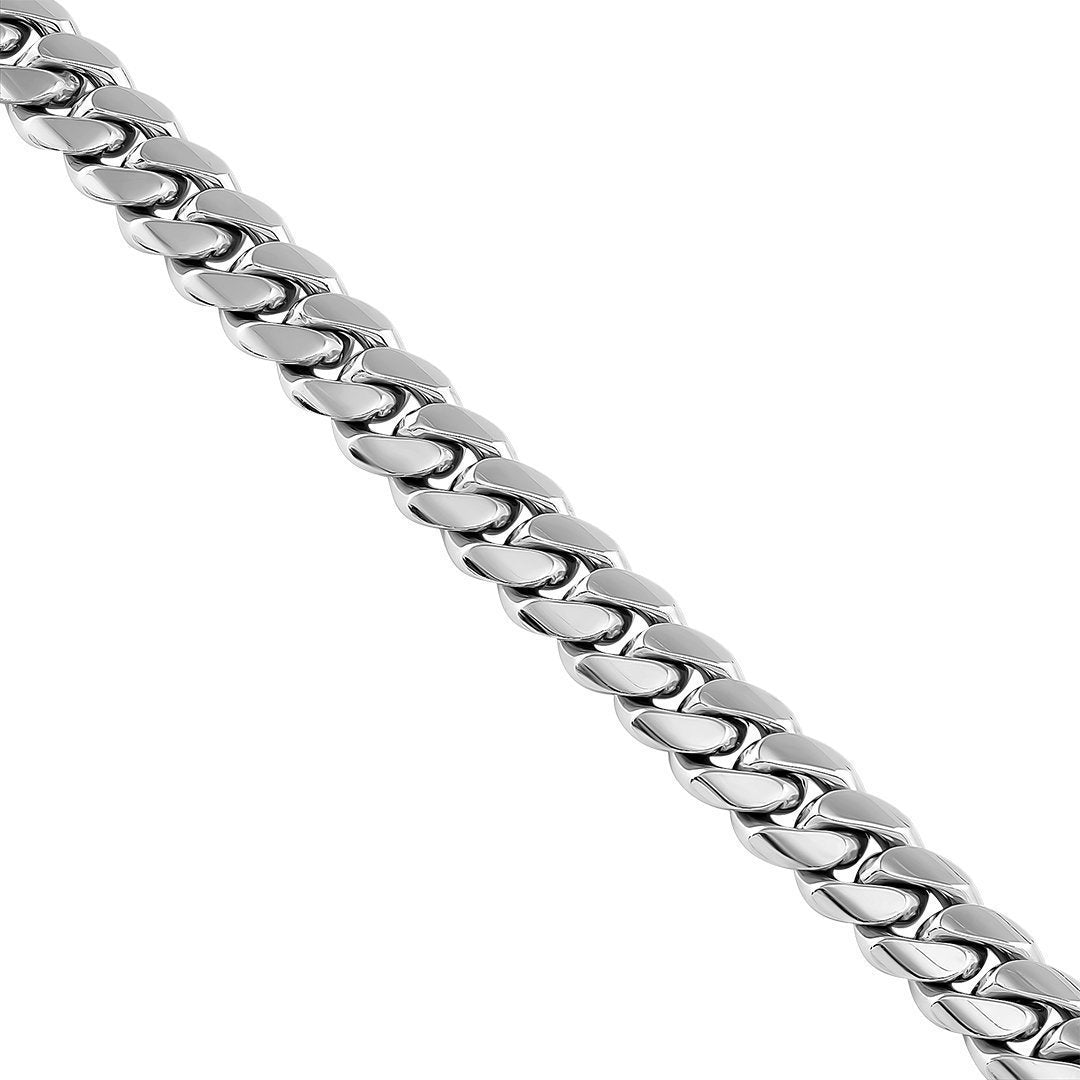 14k White Gold Miami Cuban Link Chain 10 mm