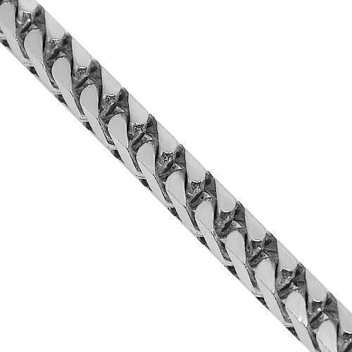 14K White Solid Gold Box Franco Chain 7 mm