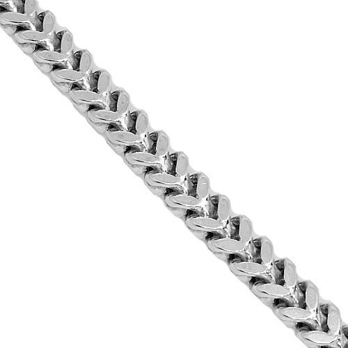 14K White Solid Gold Franco Chain 7 mm
