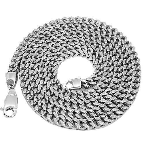 14K White Solid Gold Franco Chain 7 mm