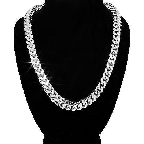 14K White Solid Gold Franco Chain 7 mm