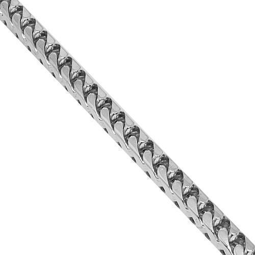 14K White Solid Gold Mens Box Franco Chain 5 mm