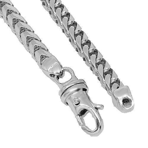 14K White Solid Gold Mens Box Franco Chain 5 mm