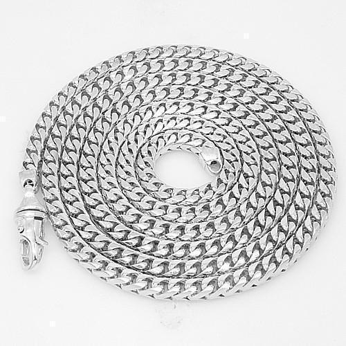 14K White Solid Gold Mens Box Franco Chain 5 mm