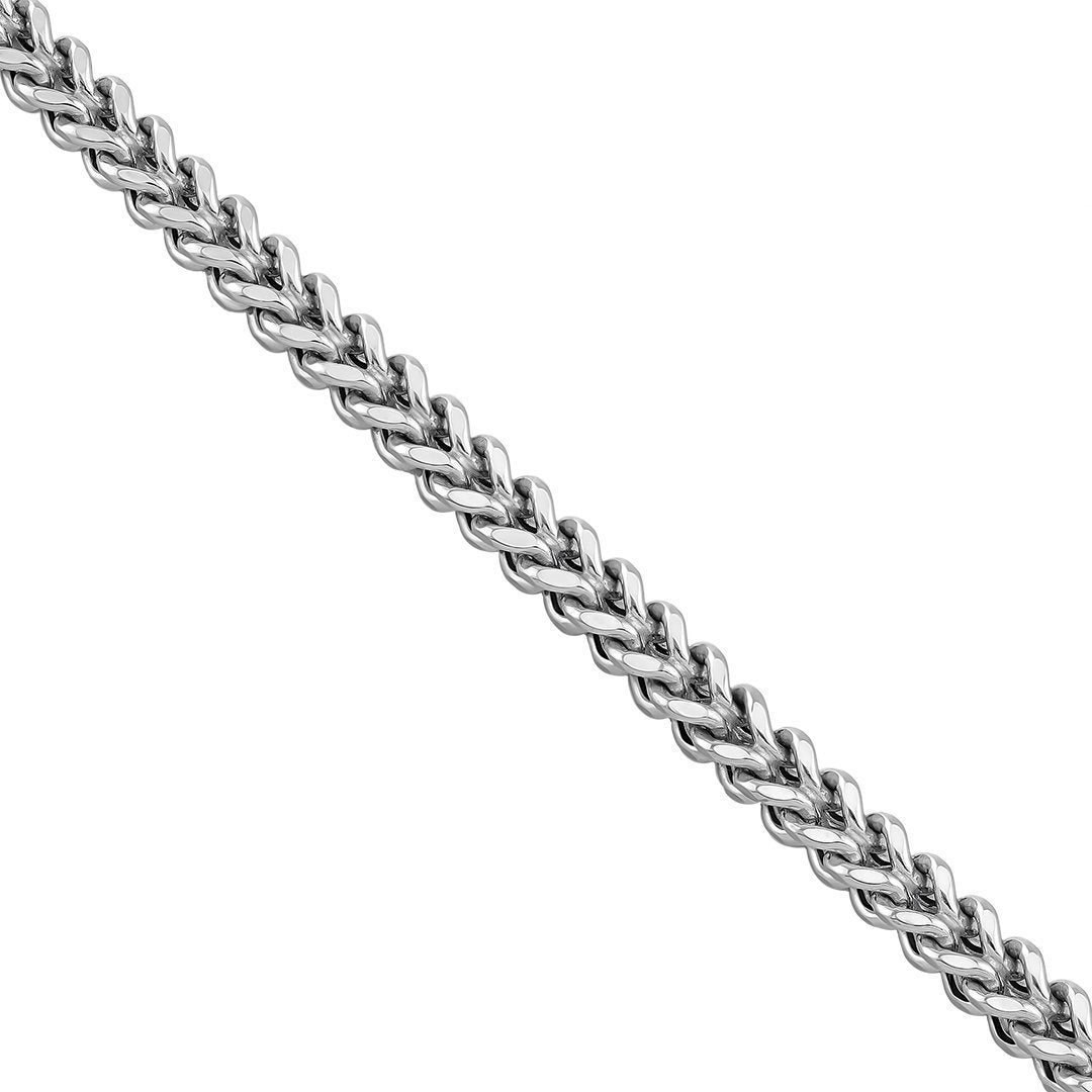 14K White Solid Gold Mens Franco Chain 5 mm