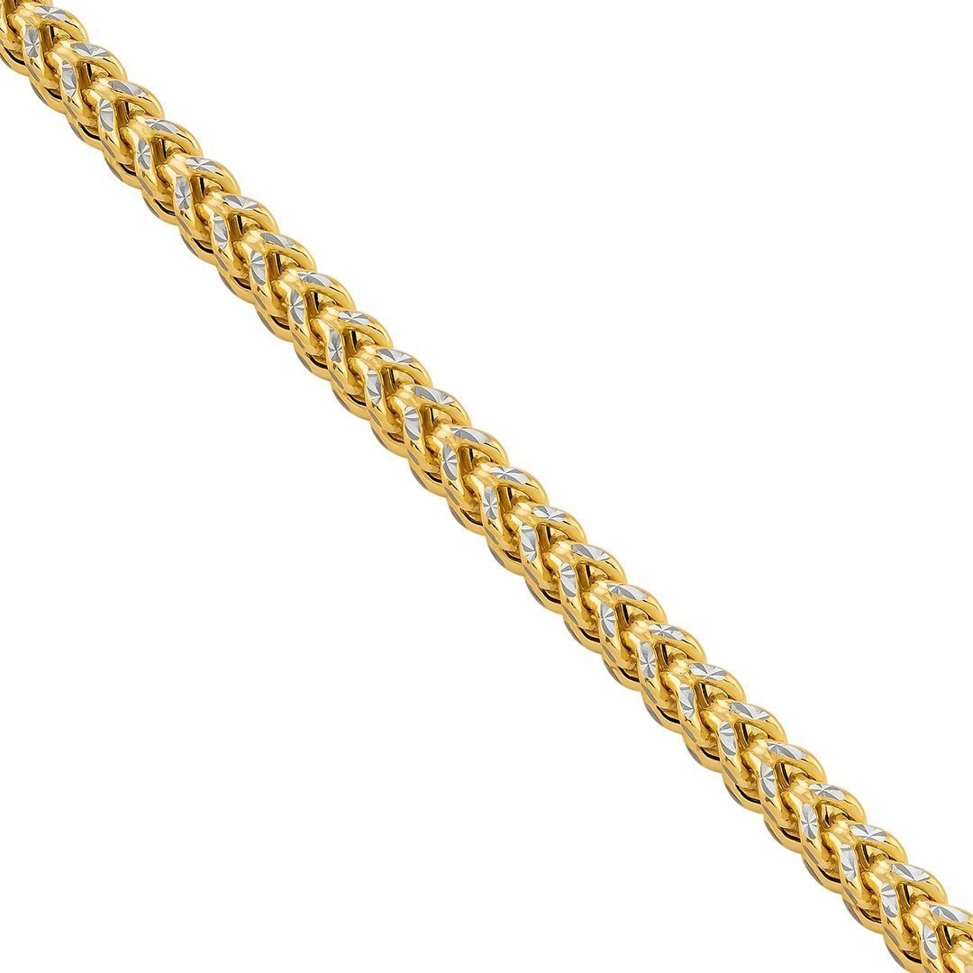14k Yellow Gold Diamond Cut Franco Link Chain 3.5 mm