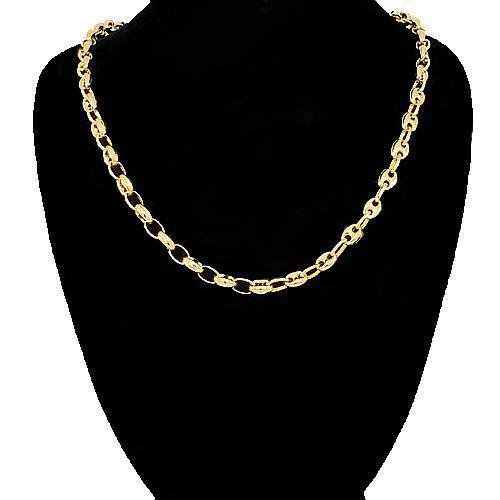 14K Yellow Gold Fancy Anchor Puffed Chain 4 mm