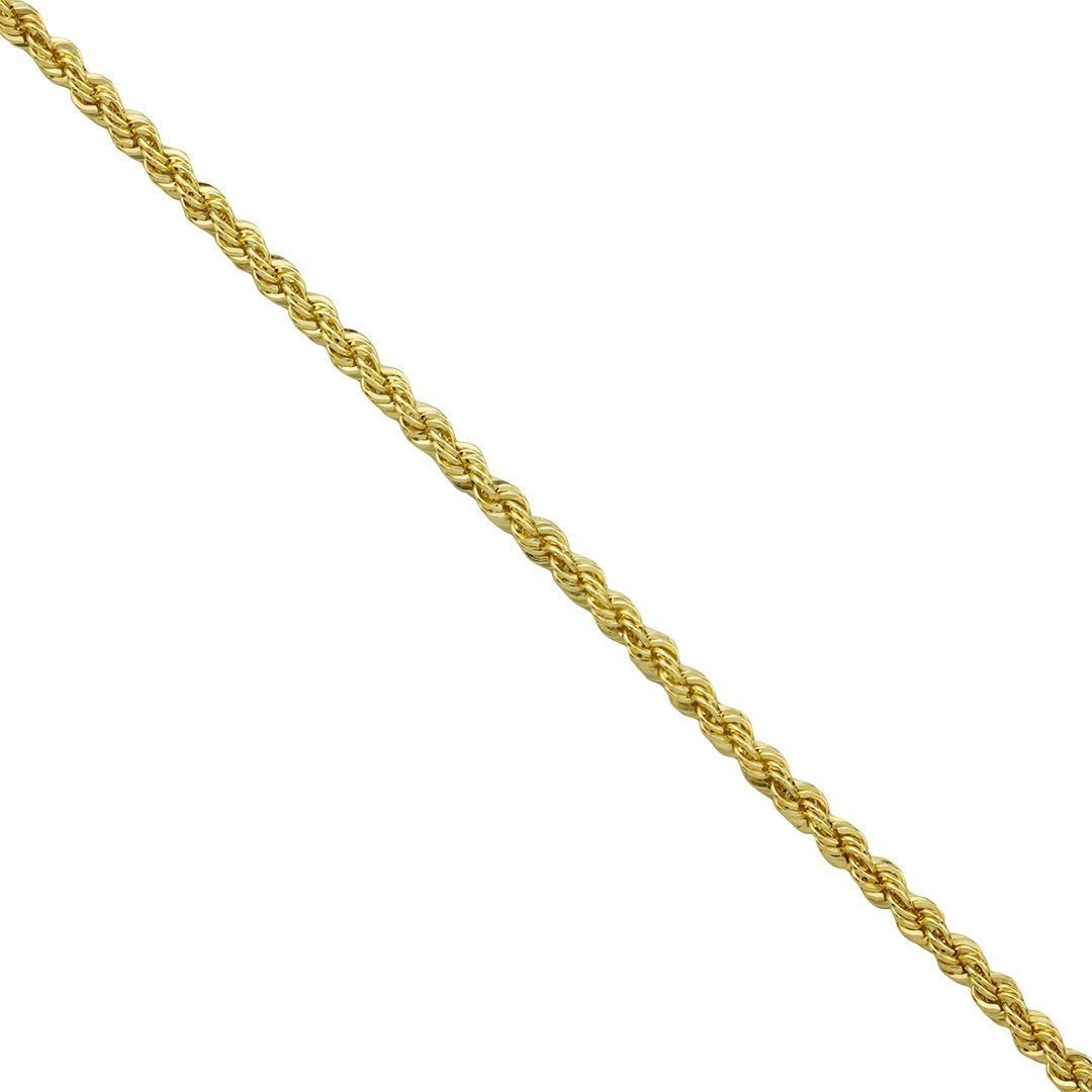 14k Yellow Gold Hollow Rope Chain 3 mm
